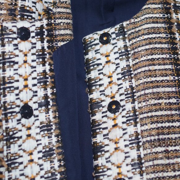 Tory Burch Jessica Tweed Jacket In Brown size 14 - Picture 2 of 8